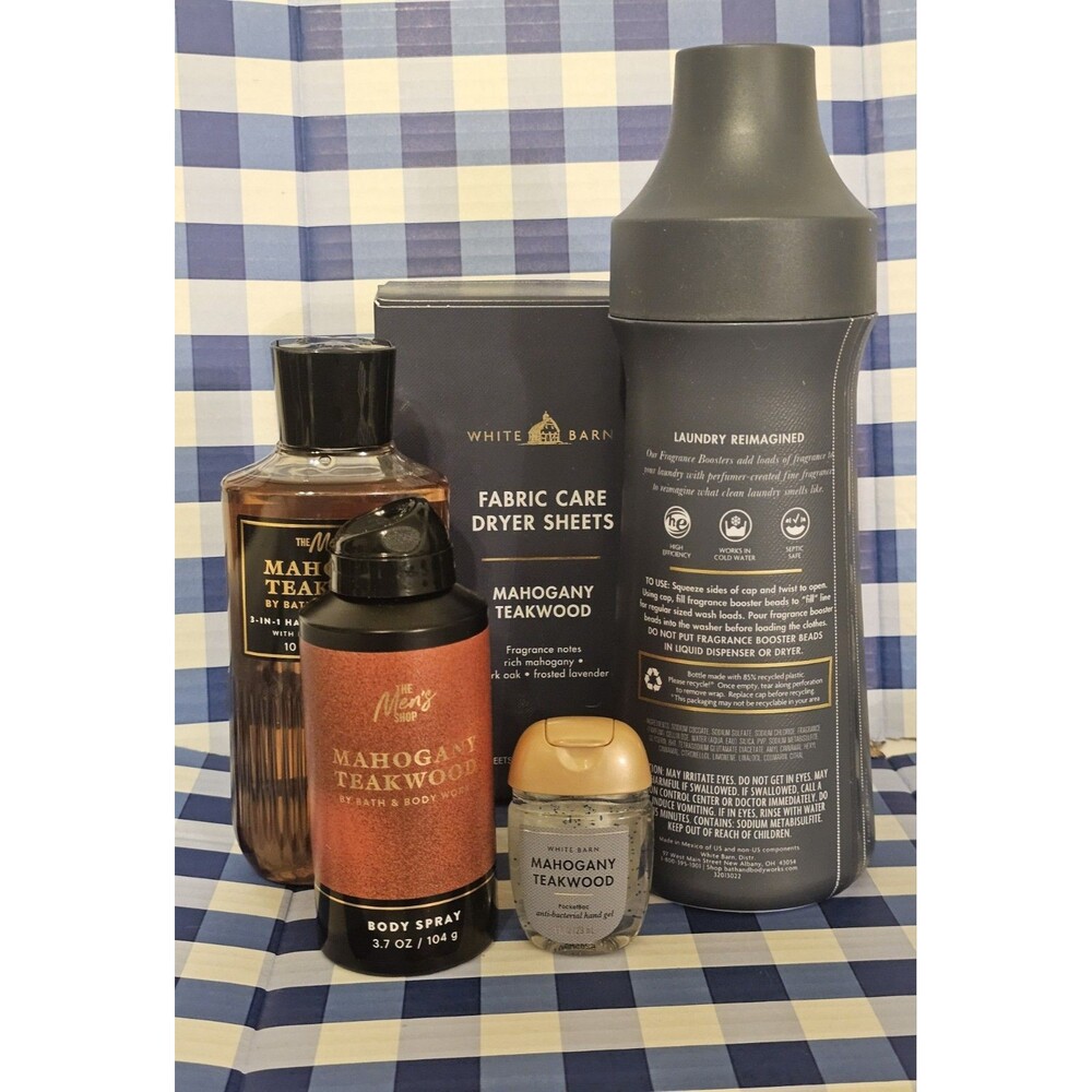 New Bath & Body Works Mahogany Teakwood 5pc Set-Mens- Laundry, Body, Hands - Picture 4 of 6